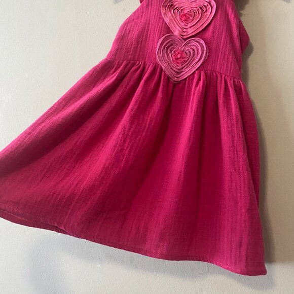 Handmade Children's Pink Upcycled Double Gauze Cotton Elastic Straps Dress - Picture 9 of 12